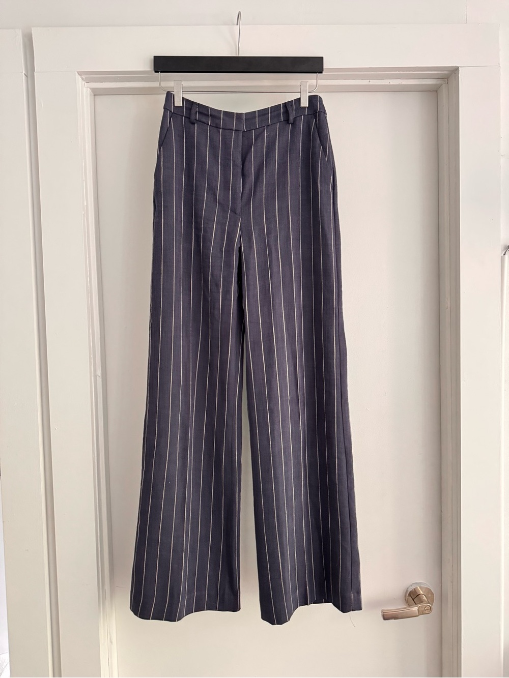 Sezane Pinstripe Wide-Leg Dress Pants